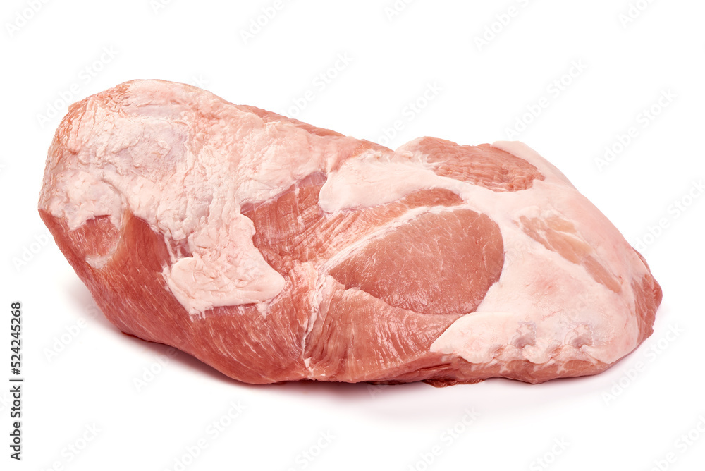 Raw ham part, pork gammon cuts, isolated on white background. Raw ham part, pork gammon cuts, isolated on white background.