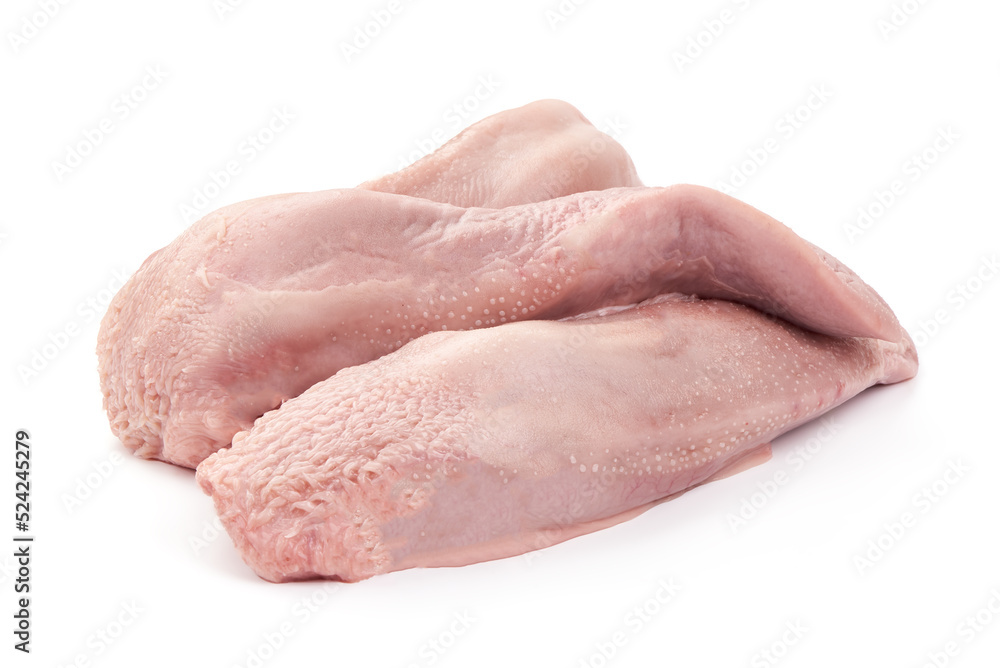 Raw pork tongue, isolated on white background. Raw pork tongue, isolated on white background.