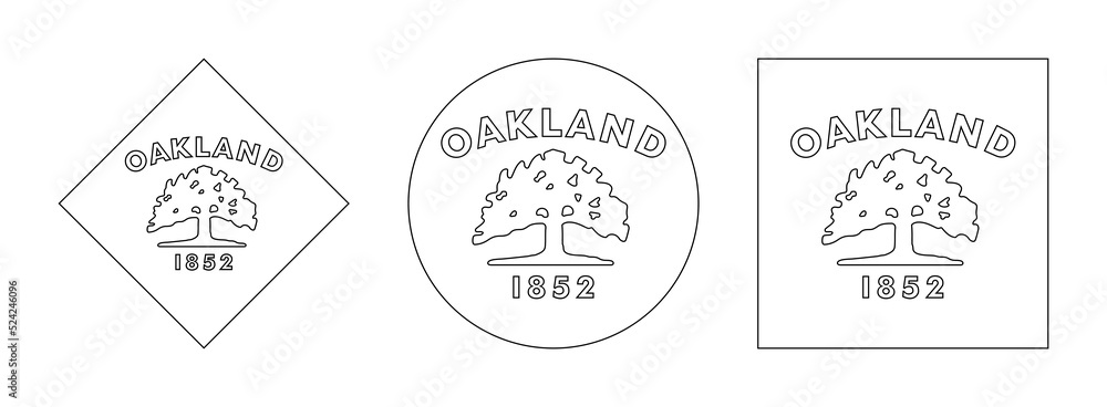 outline icon set of oakland flag. vector illustration isolated on white background outline icon set of oakland flag. vector illustration isolated on white background