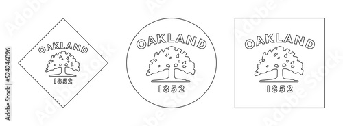 outline icon set of oakland flag. vector illustration isolated on white background