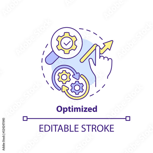 Optimized concept icon. Advantage of digital advertising abstract idea thin line illustration. Improve operations. Isolated outline drawing. Editable stroke. Arial, Myriad Pro-Bold fonts used