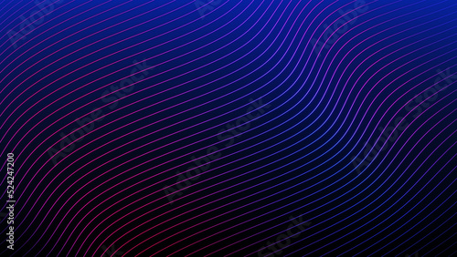 Abstract wavy background in bright neon blue and purple colors. 3d rendering.