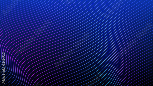 Abstract wavy background in bright neon blue and purple colors. 3d rendering.