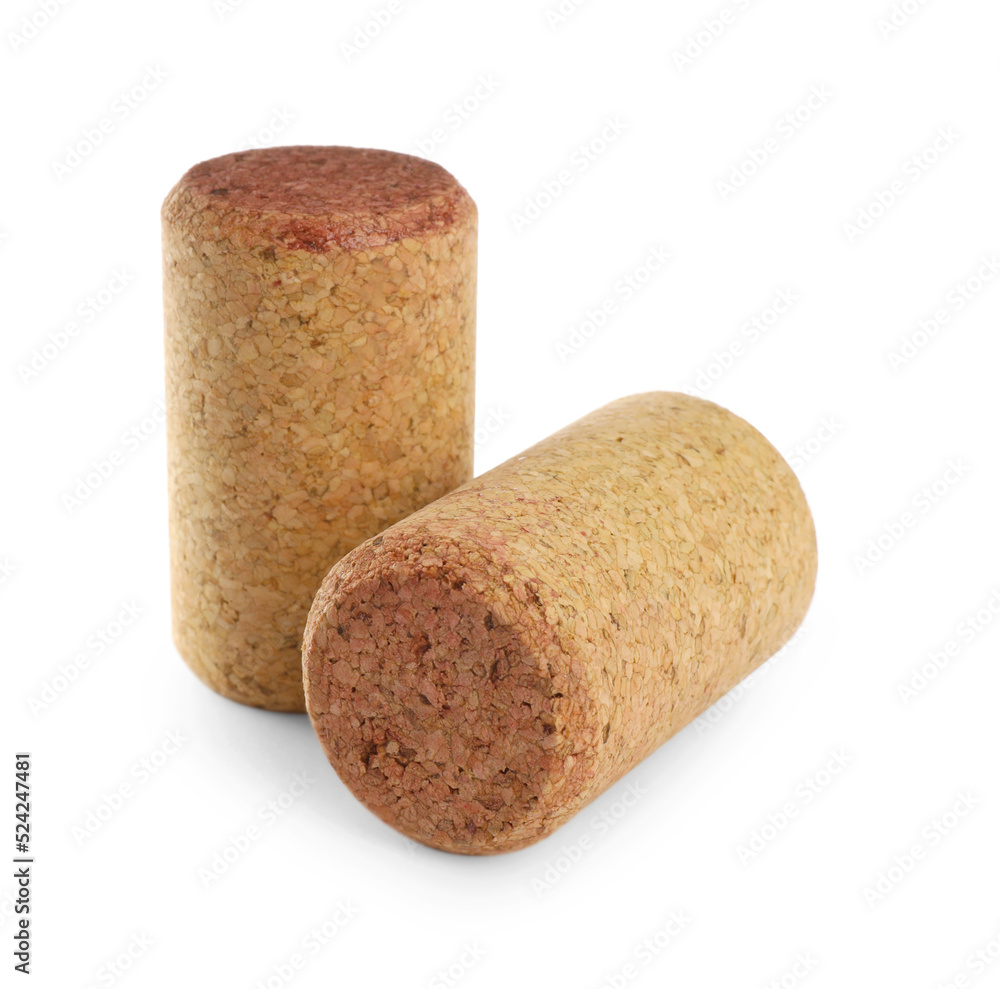 Two wine bottle corks isolated on white