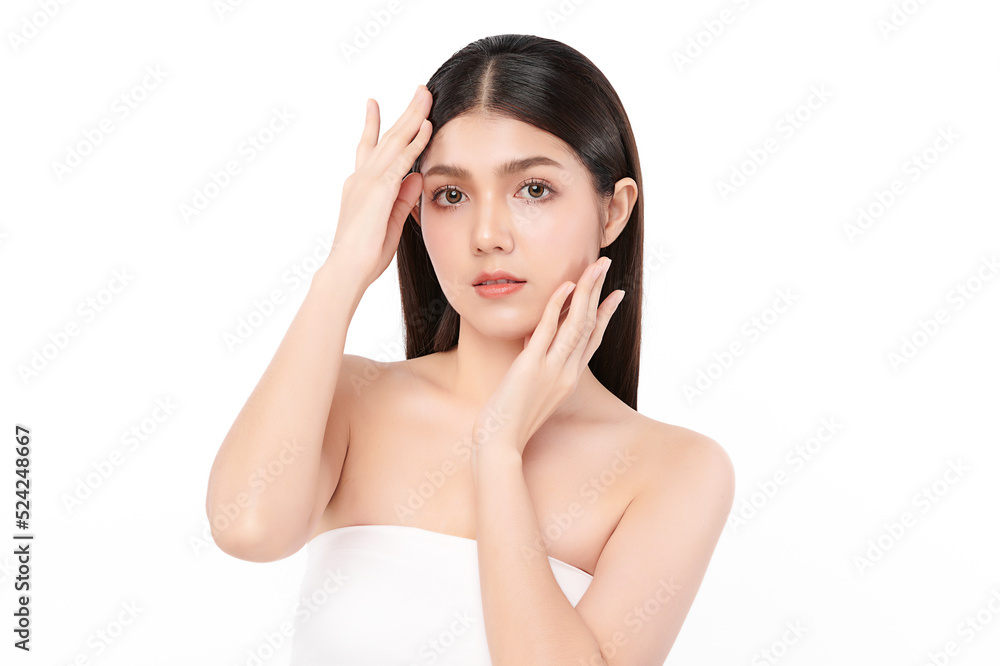 Beautiful young asian woman with clean fresh skin on white background, Face care, Facial treatment, Cosmetology, beauty and spa, Asian women portrait. Beautiful young asian woman with clean fresh skin on white background, Face care, Facial treatment, Cosmetology, beauty and spa, Asian women portrait.