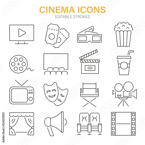 Set of Cinema Icons. Entertainment Logo Elements Collection