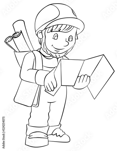Photos Construction worker with a construction plan