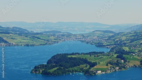 Wallpaper Mural Aerial View over Mountain and Lake View in a Sunny Summer Day on Lake Lucerne and City From Burgenstock, Nidwalden, Switzerland. Torontodigital.ca