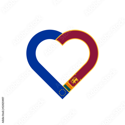 unity concept. heart ribbon icon of european union and sri lanka flags. vector illustration isolated on white background