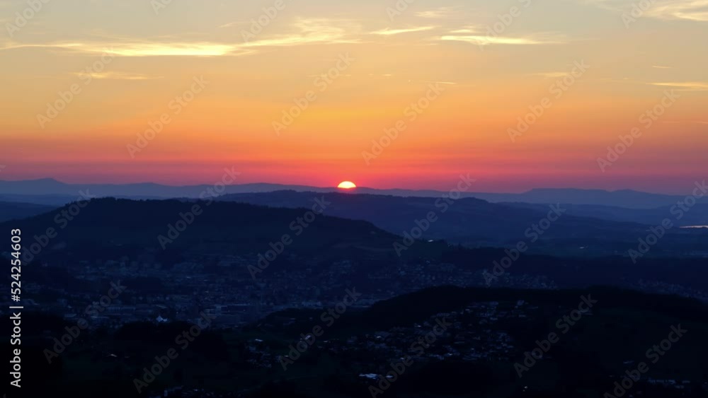 Aerial View over Mountain and Lake View in Sunset on Lake and City of Lucerne From Burgenstock, Nidwalden, Switzerland. Aerial View over Mountain and Lake View in Sunset on Lake and City of Lucerne From Burgenstock, Nidwalden, Switzerland.