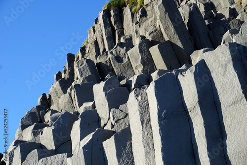 Basalt rocks at Reynisfjara Black Beach in Iceland - close-up