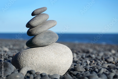 Zen stones  pebbles on Black Beach in Iceland