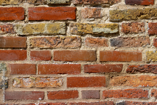 Old weathered red brick wall background