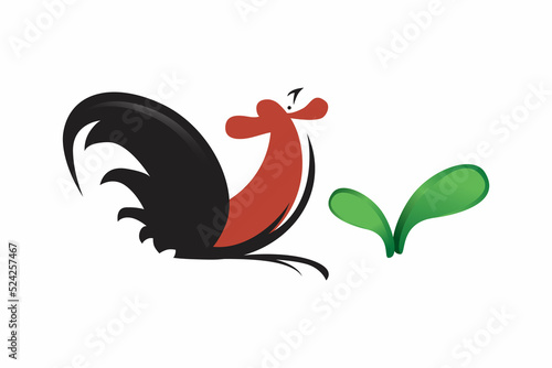 Rooster and plant icon design vector Illustration