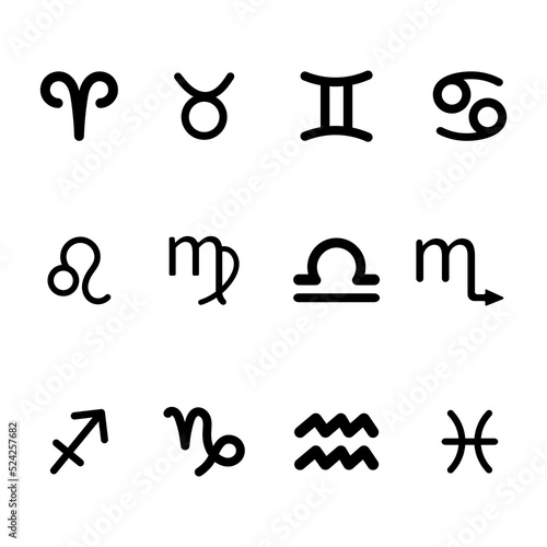 A set of icons with zodiac signs. Astrology.