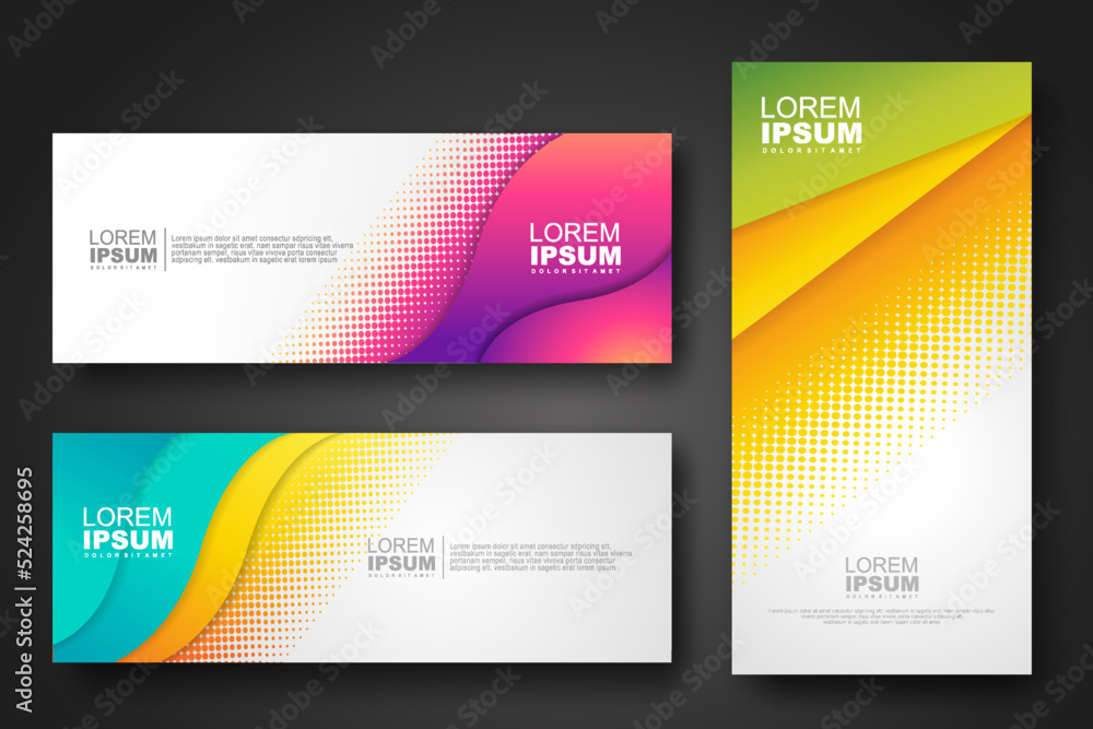 Banner set design template in trendy dynamic gradient colors Banner set design template in trendy dynamic gradient colors