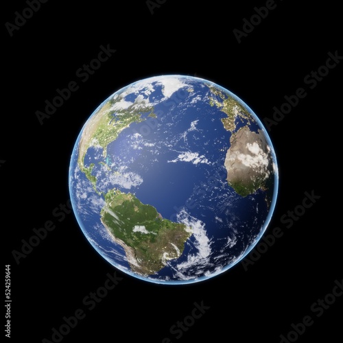 global earth views from space with a shield. Concept of business communication technology isolated background. 3d illustration