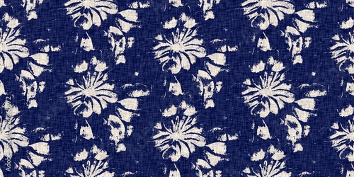 Φωτογραφία Summer indigo batik block print dyed motif seamless border pattern