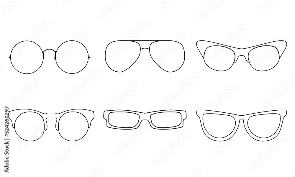 Set of Glasses sunglasses illustration doodle Sketch line vector eps10 Set of Glasses sunglasses illustration doodle Sketch line vector eps10