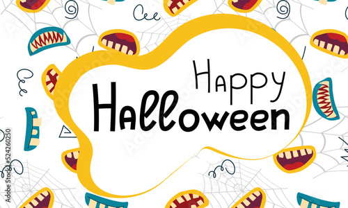 Happy Halloween. Halloween vector illustration with halloween scary mouth, and halloween elements.