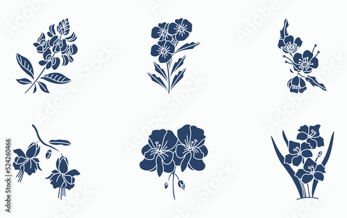 Flowers and petals icon set