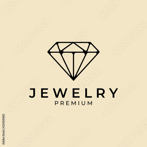 diamond jewelry logo line art vector illustration design