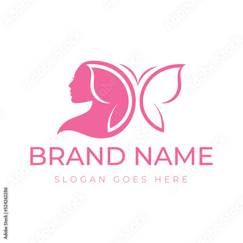 Logo Design Created by Woman and Butterfly