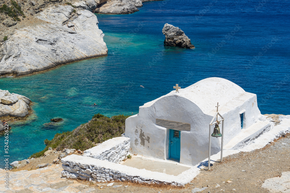 Ταπετσαρία Looking down on Agia Anna beach on Amorgos island in Greece.