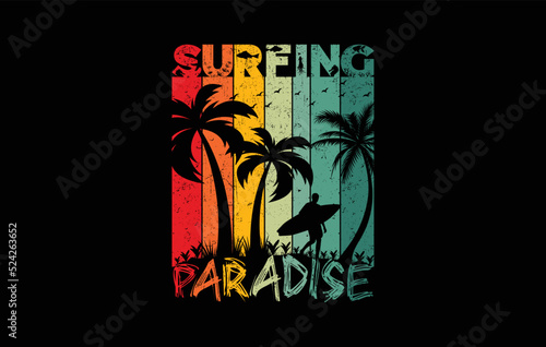surfing paradise vector t shirt design