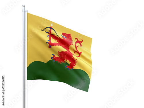Kronobergs (county in Sweden) flag waving on white background, close up, isolated. 3D render