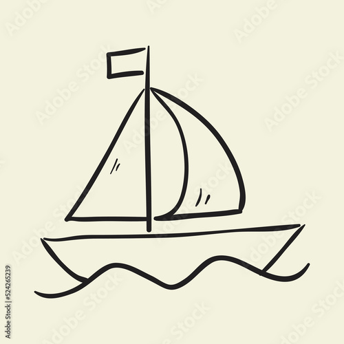 Sailing boat sketch decorative element isolated vector illustration