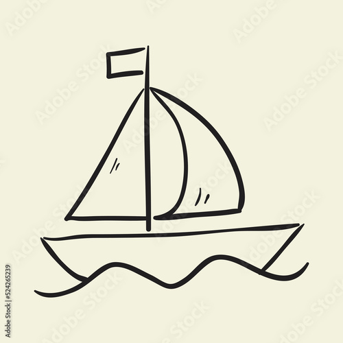 Sailing  boat sketch decorative element isolated vector illustration