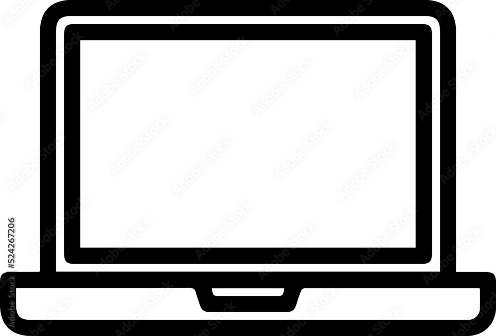 open modern, new laptop front view vector illustration isolated on white background - linear, outline and minimalist style. open modern, new laptop front view vector illustration isolated on white background - linear, outline and minimalist style.