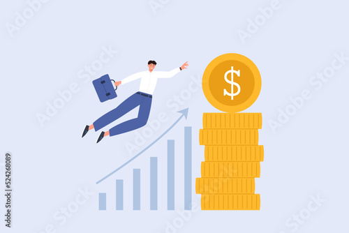 Financial expert concept with flying businessman