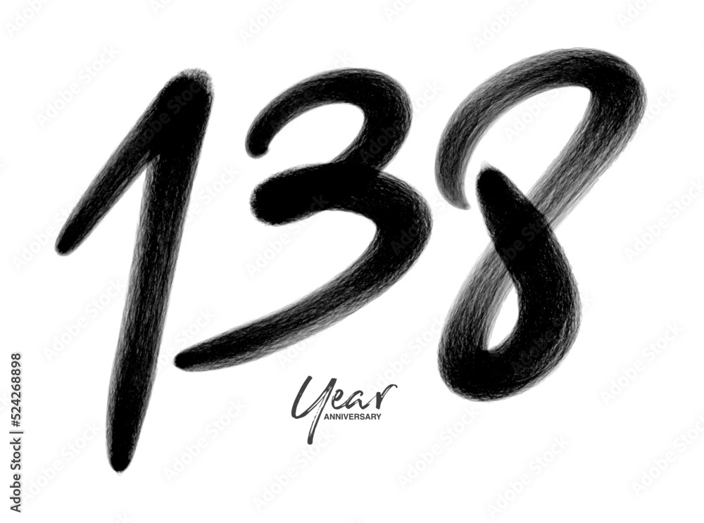 138 Years Anniversary Celebration Vector Template, 138 number logo design, 138th birthday, Black Lettering Numbers brush drawing hand drawn sketch, number logo design vector illustration 138 Years Anniversary Celebration Vector Template, 138 number logo design, 138th birthday, Black Lettering Numbers brush drawing hand drawn sketch, number logo design vector illustration