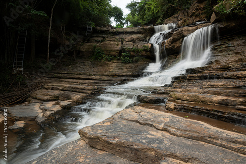 Blurred motion of waterfall in Tad Ton waterfall, Thailand.