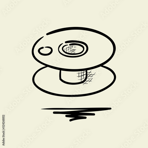 Hand drawn bobbins for the sewing machine without thread illustration