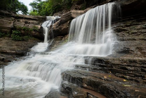 Blurred motion of waterfall in Tad Ton waterfall  Thailand.