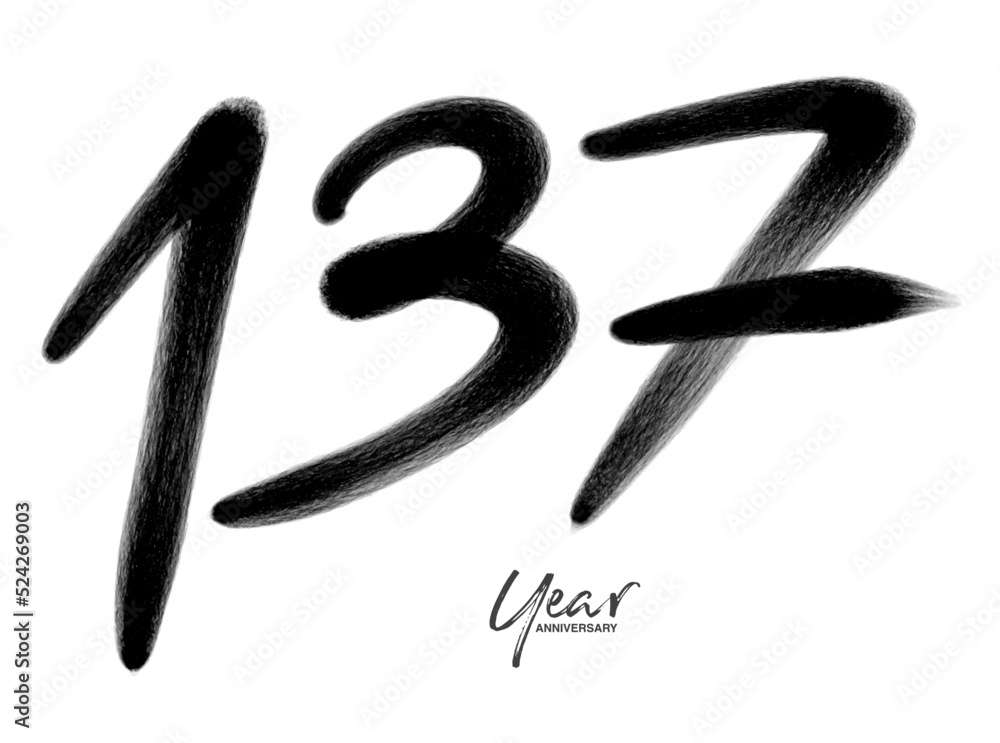 137 Years Anniversary Celebration Vector Template, 137 number logo