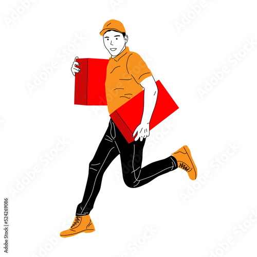 post office employee illustration,fast delivery,package in a box