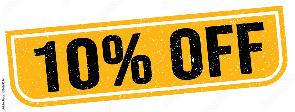 Fototapeta premium 10% OFF text written on yellow-black stamp sign.