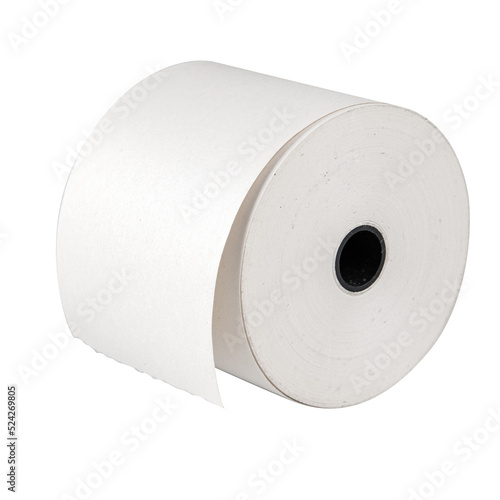 Paper roll for use in cashier machine, refill. Isolated.