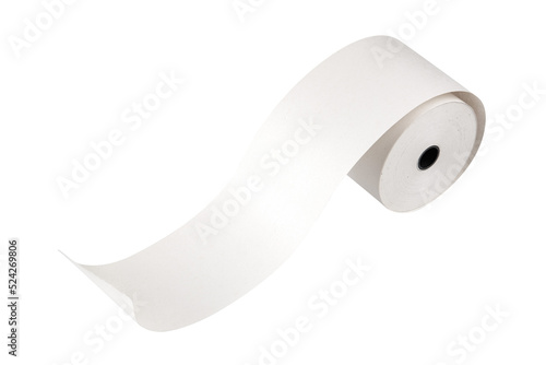 Paper roll for use in cashier machine, refill. Isolated.