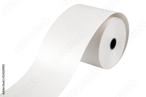 Paper roll for use in cashier machine, refill. Isolated.