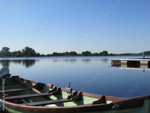 Canvas Print A small row boat sits on Lough Erne