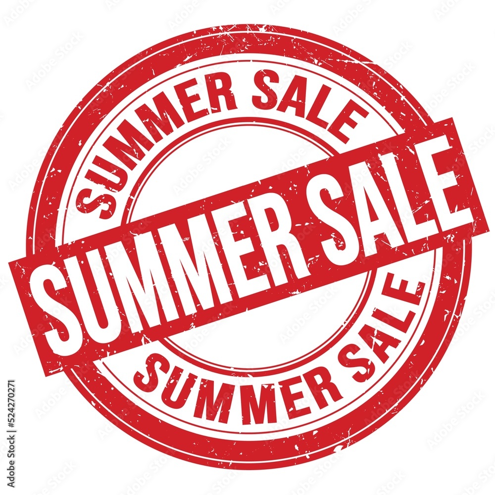 SUMMER SALE text written on red round stamp sign SUMMER SALE text written on red round stamp sign