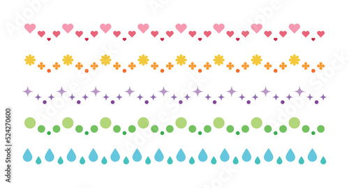 Flower, star, heart, rain, circle shape border line illustration graphic set.