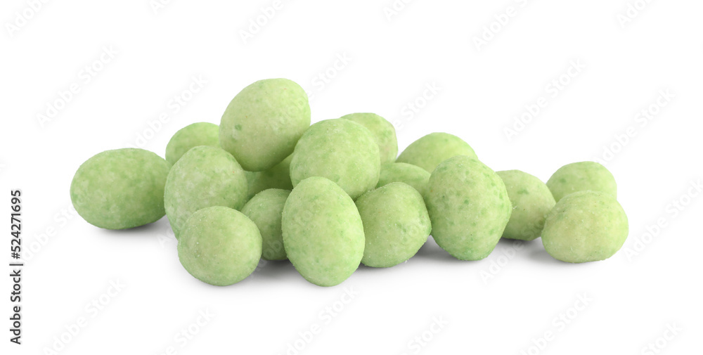 Pile of wasabi coated peanuts on white background Pile of wasabi coated peanuts on white background