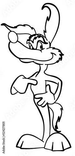 Coyote. Element for coloring page. Cartoon style.