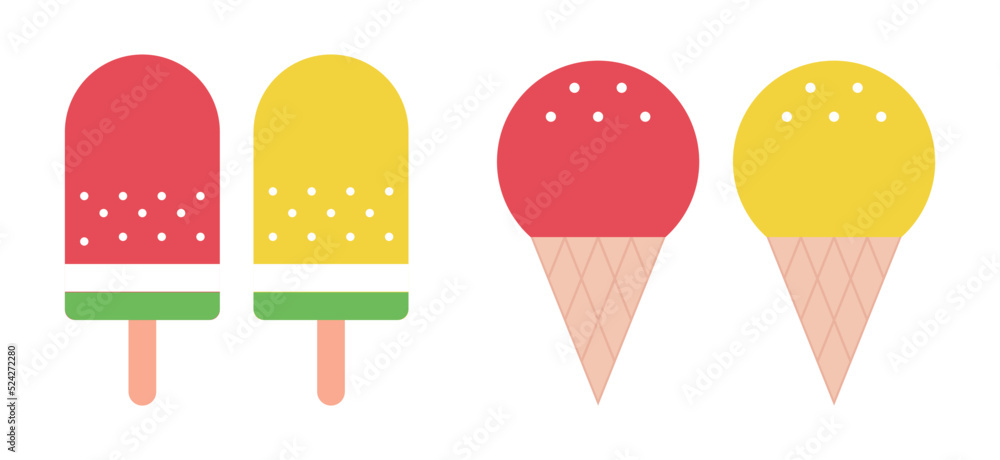Watermelon flavor ice cream illustration set. Watermelon flavor ice cream illustration set.